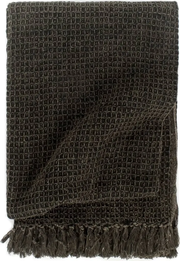 Offerta Plaid Cotone 160x210 cm Antracite Marrone - Coperta Divano