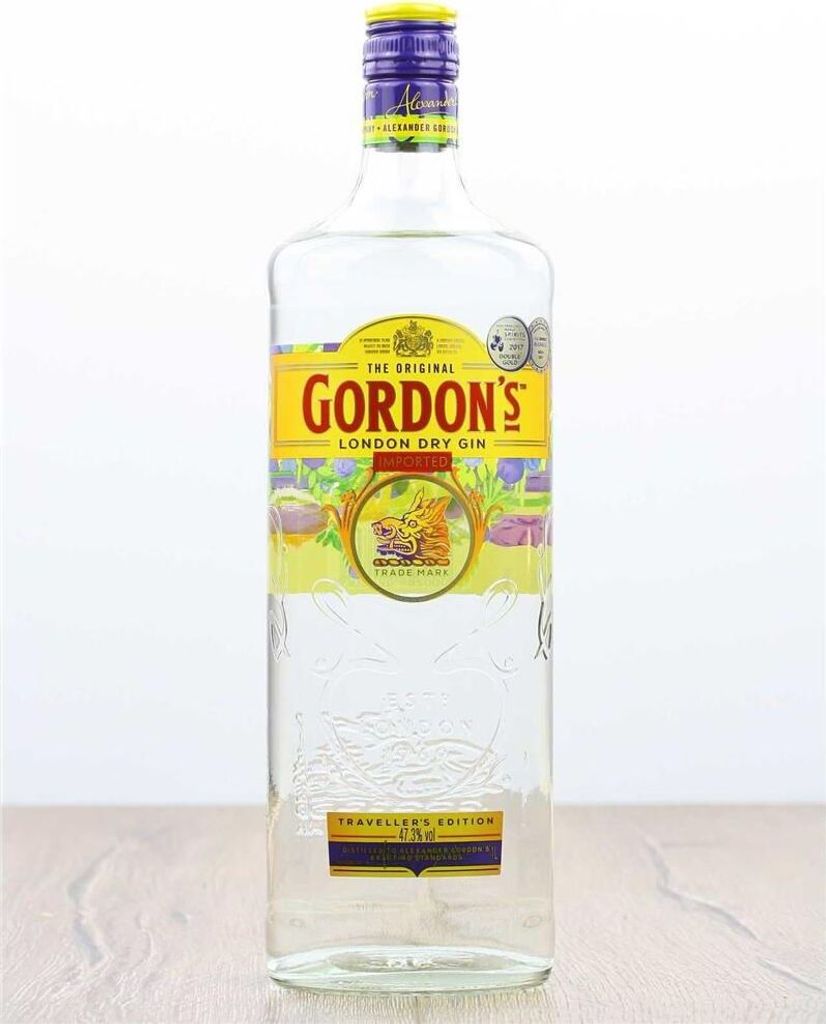 A bottle of Gordon's London Dry Gin is shown against a white background.