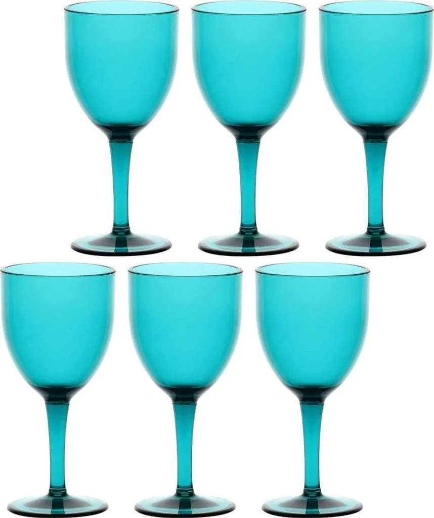 Set 6 Bicchieri Vino Rose&Tulipani Fiaba Turchese 40cl Acrilico