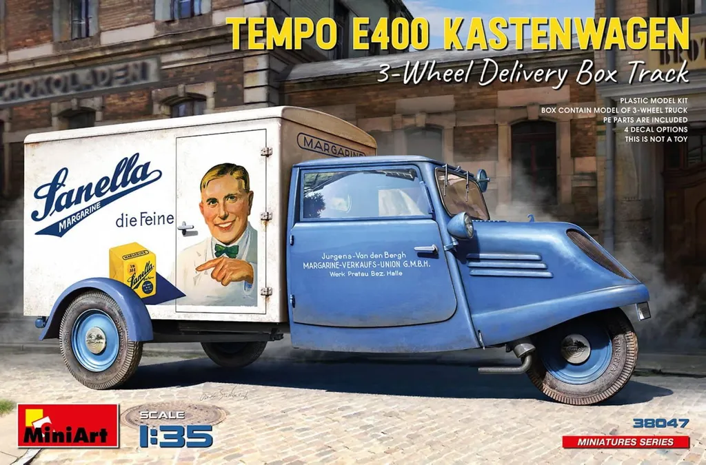 Tempo E400 Fourgon MiniArt 1:35 Modèle avec Intérieur et Moteur Détail