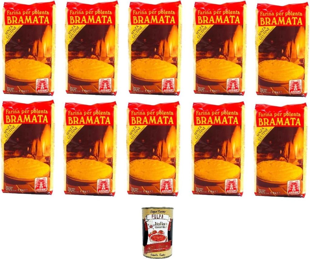 Ardani- Farina per Polenta Bramata Mehl für Polenta Bramata 10x1kg+ Italian Gourmet polpa 400g