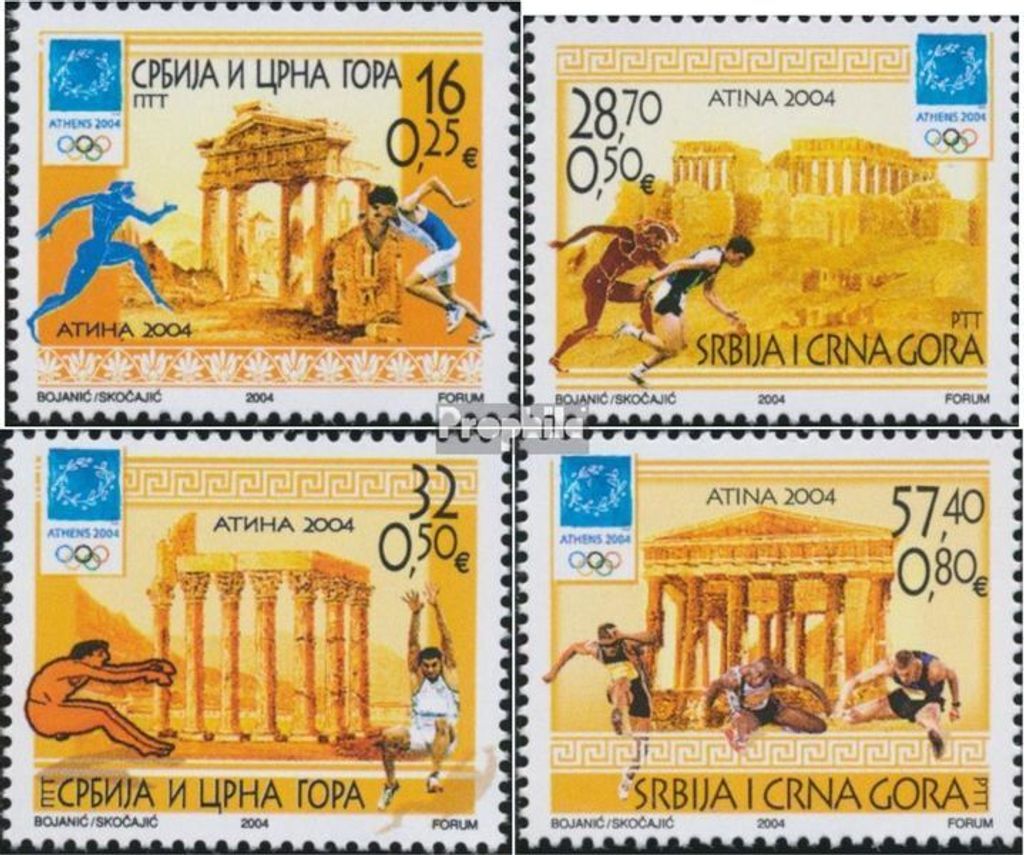 Briefmarken Jugoslawien 2004 Mi 3208-3211 (kompl.Ausg.) postfrisch Olympische Sommerspiele04 Athen