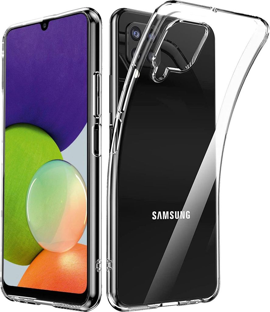 A clear phone case is shown on a white background, with a phone inside it.