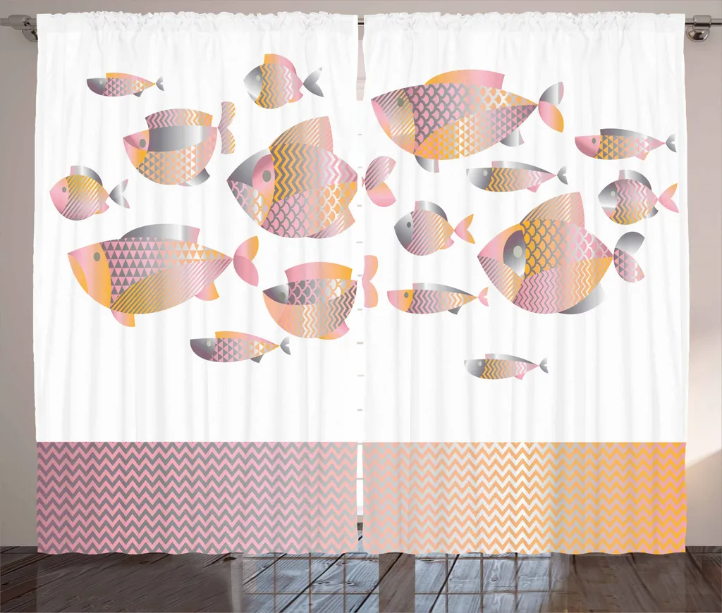 Tende Camera da Letto ABAKUHAUS Mare Zigzag Rosa Arancio 280x245 cm