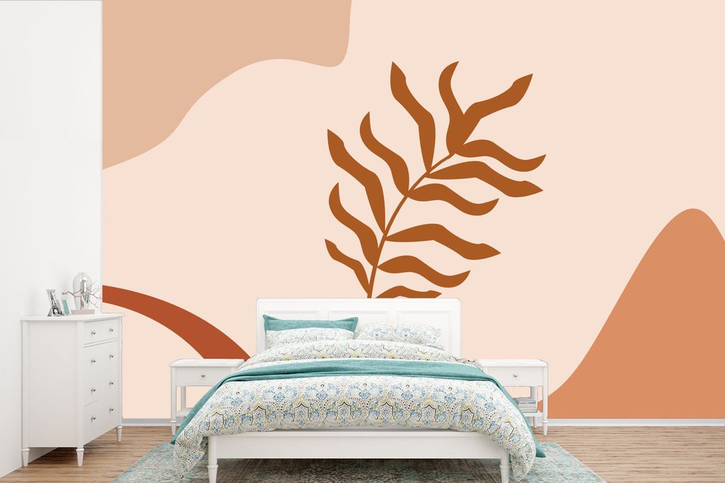 MuchoWow Fototapete für Wohnzimmer oder Schlafzimmer Wandtapete Vinyl Motivtapete Sommer - Pflanze - Braun - 360x240 cm - Vinyl-Tapete
