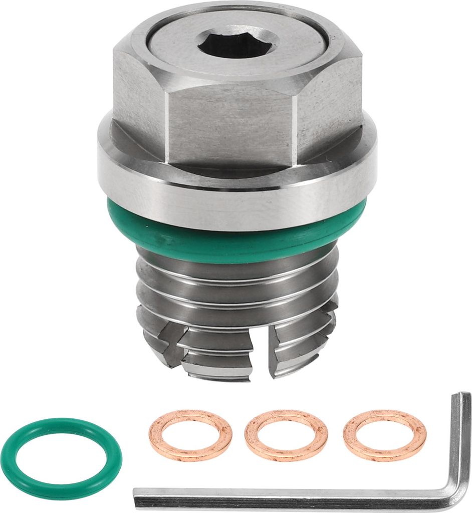 für Auto Motorrad Boot Ölablassschraube Anti-Leckage Motorölwanne Ablaßschraube Gewindereparatur Silberton mit 3 Dichtungen Kupfer M16.1-2mm