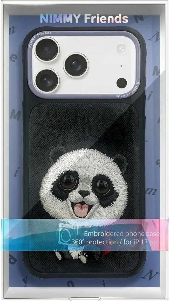Custodia iPhone 17 Pro Max Nimmy Panda Nero | Protezione 3D Ricamata - 2