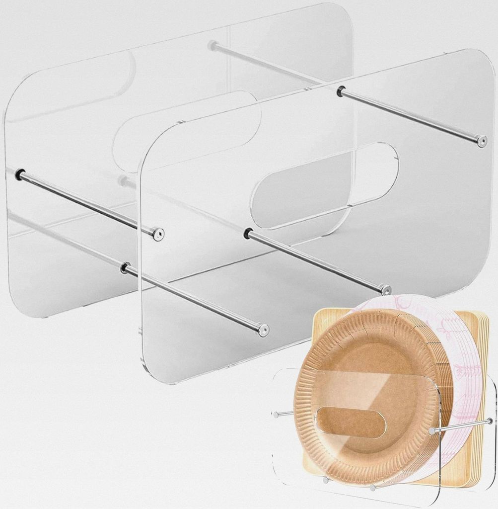 Unterschrank Papptellerhalter - Tellerablage Halterung,Platzsparender Acryl-Besteck-Gewebehalter Für Zuhause Wohnwagen Küche