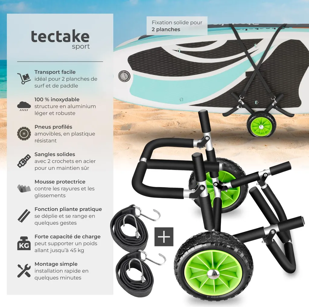 Chariot de surf double WaveWheel : transportez deux planches sans effort - 2