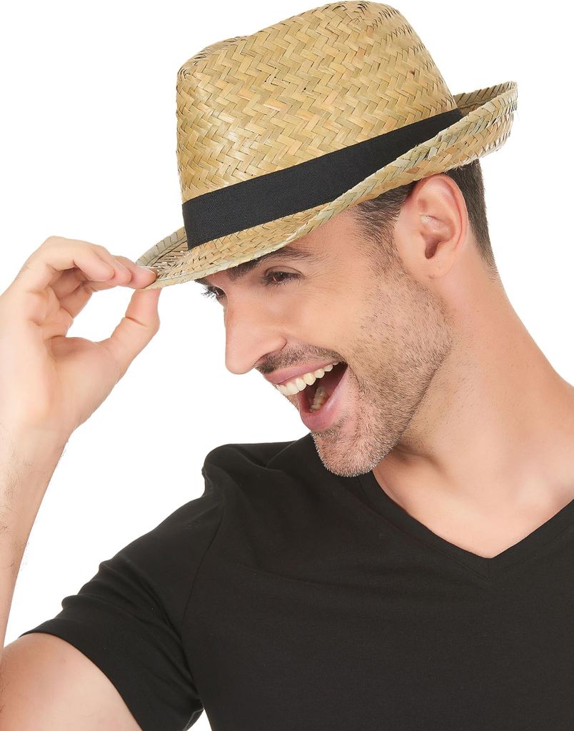 Cappello di paglia per adulti con fascia nera - taglia Immagine del prodotto 