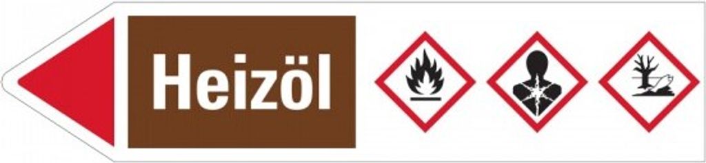 Dreifke Aufkleber I RKZ-Etikett Heizöl, links, braun/weiß/rot, für Ø ab 90mm...