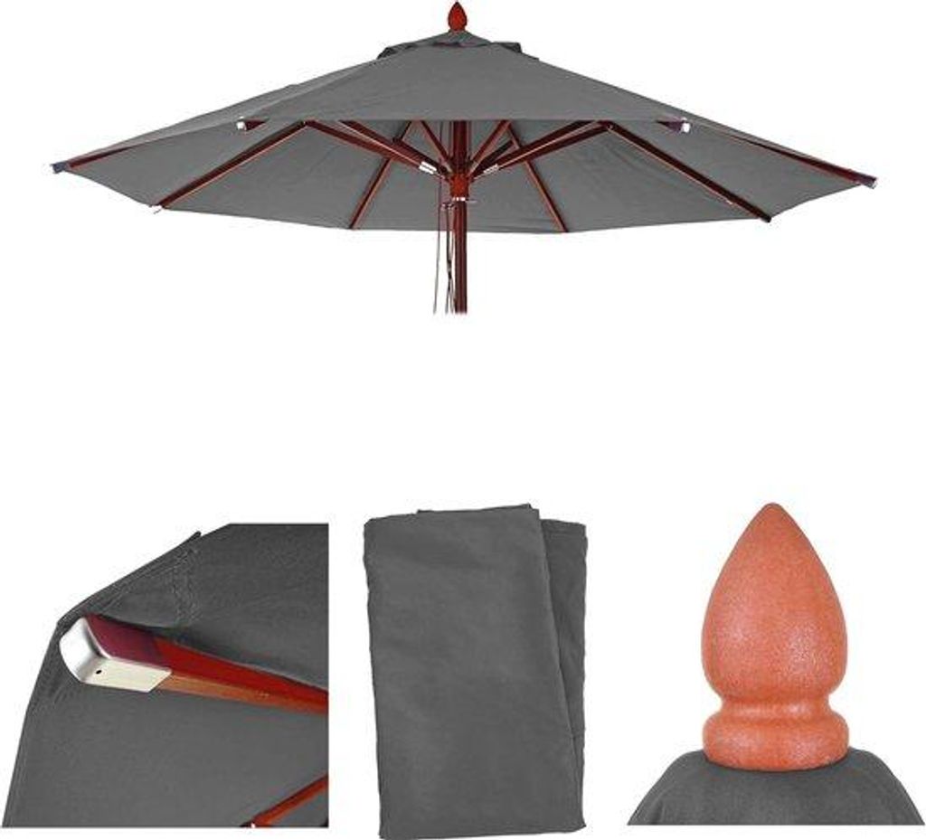 Ersatzbezug für Holz-Sonnenschirm 4m Ø antraciet Polyester