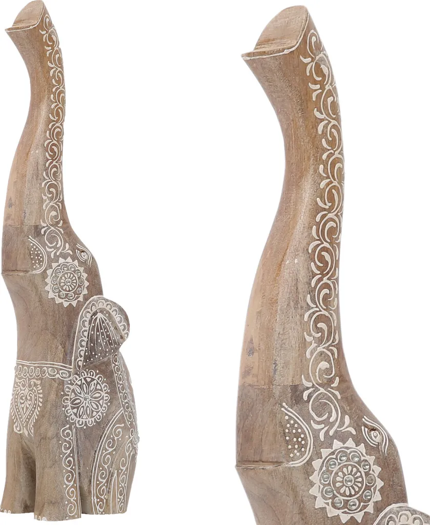 Objet Déco Éléphant Bois Boho 53cm - Idéal pour Buffet et Entrée - 3