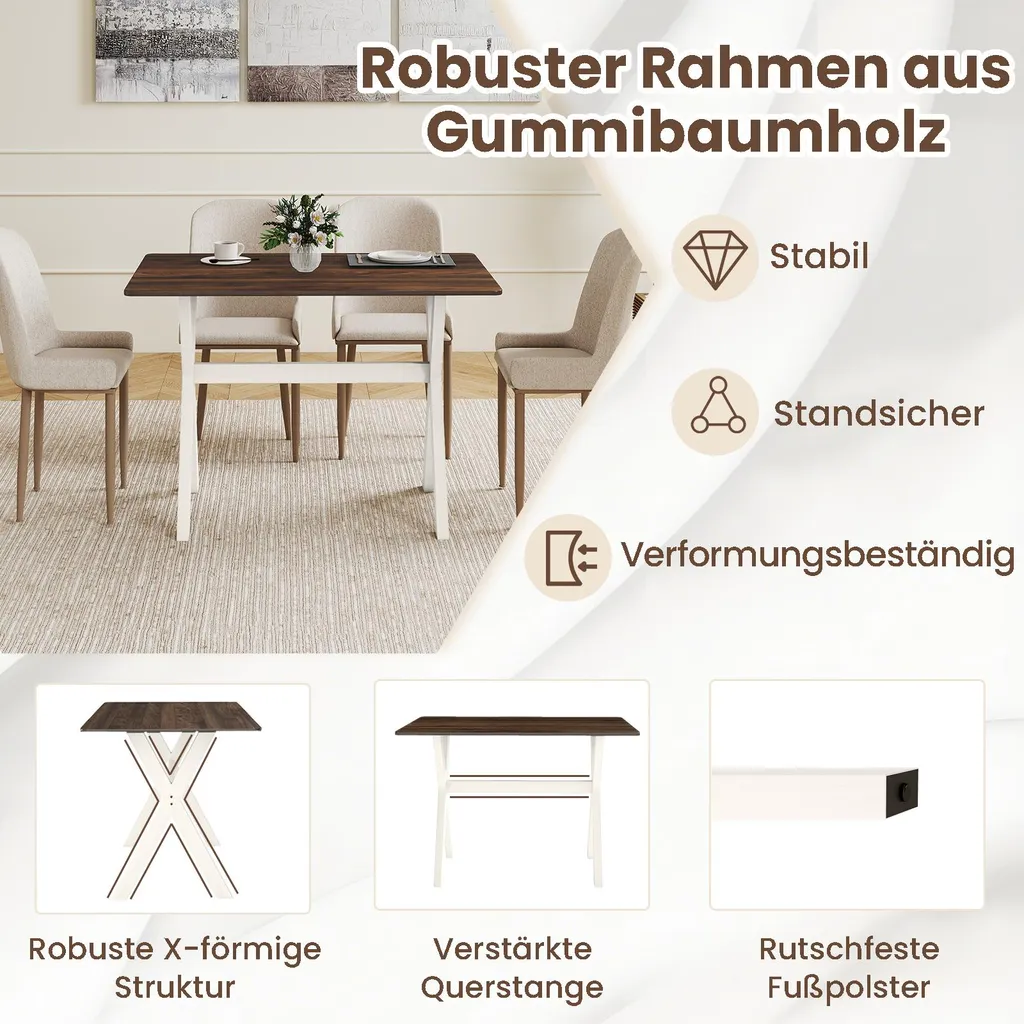 Tavolo Moderno Sala da Pranzo COSTWAY | Design Gambe a X Legno 110x71 - 5