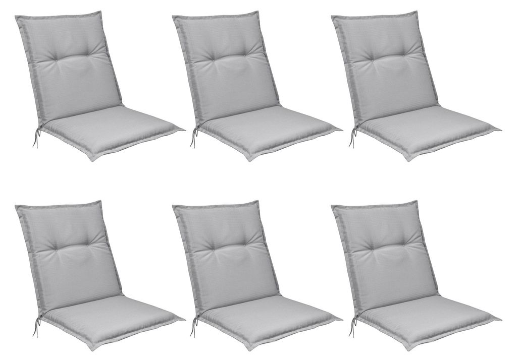 Beautissu 6er Set Niedriglehner Auflagen Base NL, 100x50cm, Grau