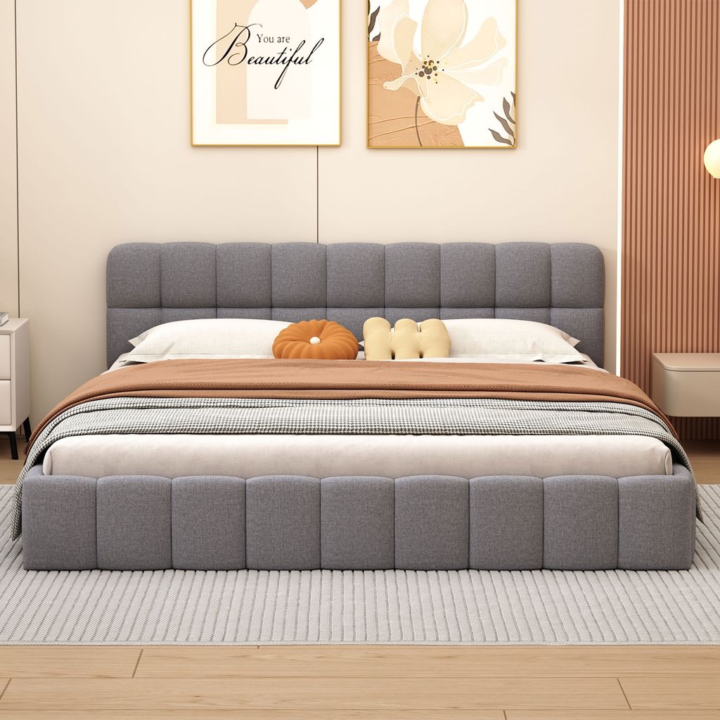 ProximaX Lit Tapissé 160x200 cm - Lit Double avec Sommier à Image du produit 