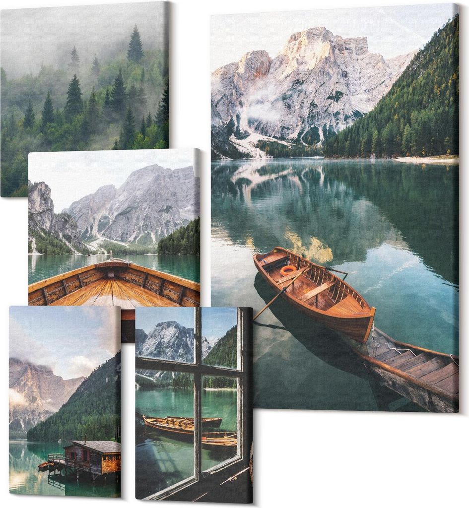 Wandbilder Leinwand 5-teilig – – Polycanvas Kunstdruck – Moderne Bilder für Wohnzimmer & Schlafzimmer – Aufhängefertig – 2x 30x30 cm +...