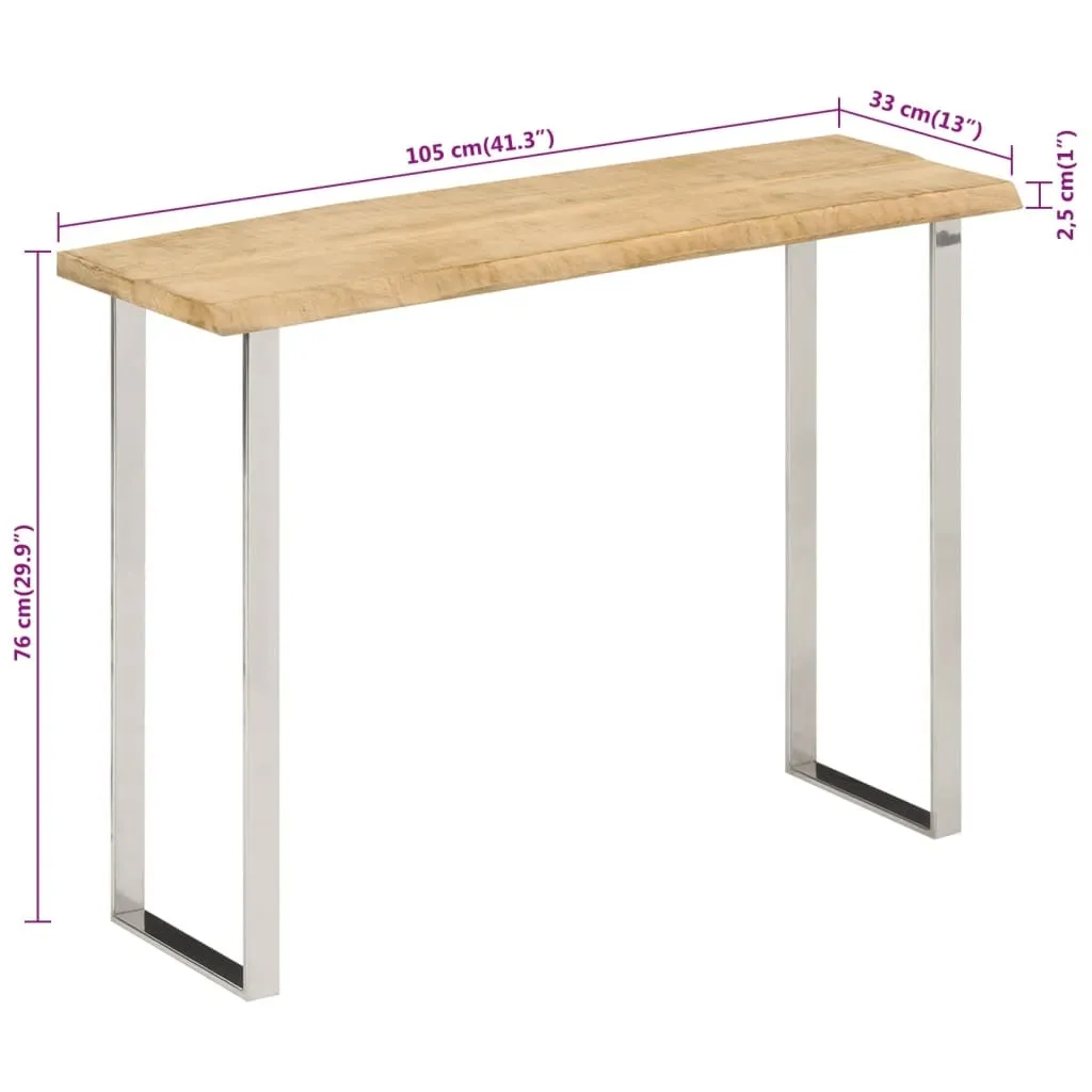 Table console live edge 105x33x76 cm en bois de manguier massif brut