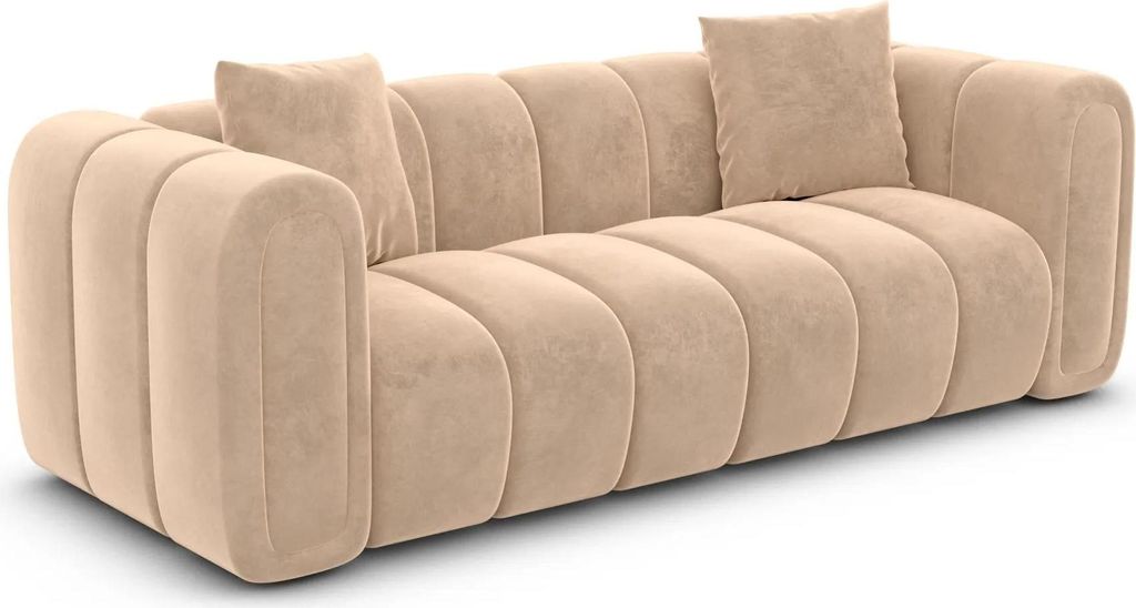 Samtstoff 2-Sitzer Couch Amoria Beige