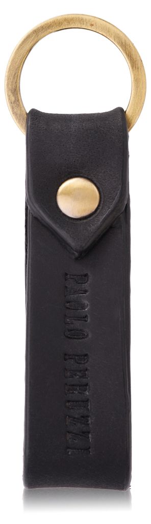 Paolo Peruzzi T-87-HBL vintage Schlüsselanhänger aus echtem Leder in schwarz