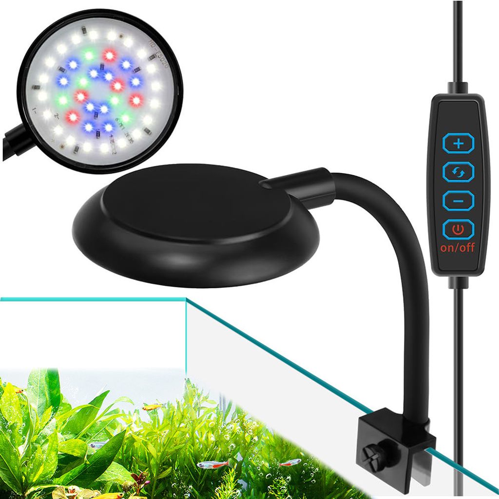 Aquarium Lampe Dimmbar 3 Modi, Aquarium Led Beleuchtung Clip Flexibel Lampenarm 40LEDs, Aquarium Licht 3-5 Gallon für Korallen, Fisch, Wasserpflanze
