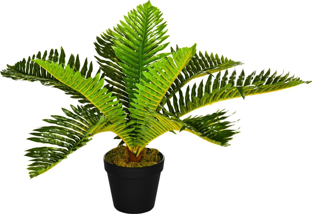 Künstliche Palme mit Topf, 50 cm, Grün-Schwarz, Tropische Zimmerpflanze, Deko für Zuhause
