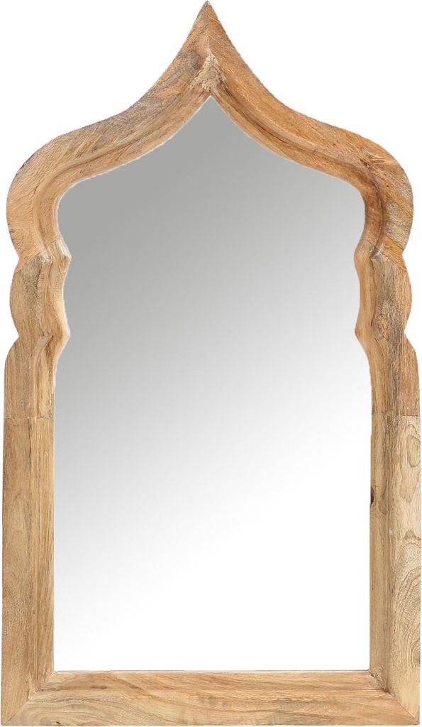 Marrakesch Marokkanischer Wandspiegel aus Holz 90cm groß | Orientalische Deko Wanddeko für Wohnzimmer, Schlafzimmer und Badspiegel im Bad | Asymm...