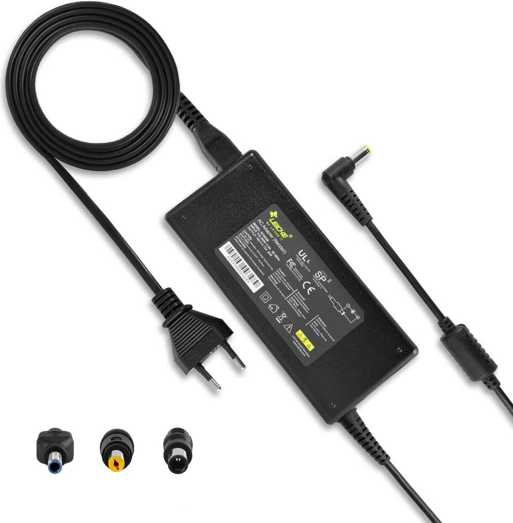 LEICKE ULL Universalnetzteil 19V 4,74A 90W - Kompatibel Mit HP, Acer, ASUS, Toshiba & Mehr | Inkl. 4 Adapter