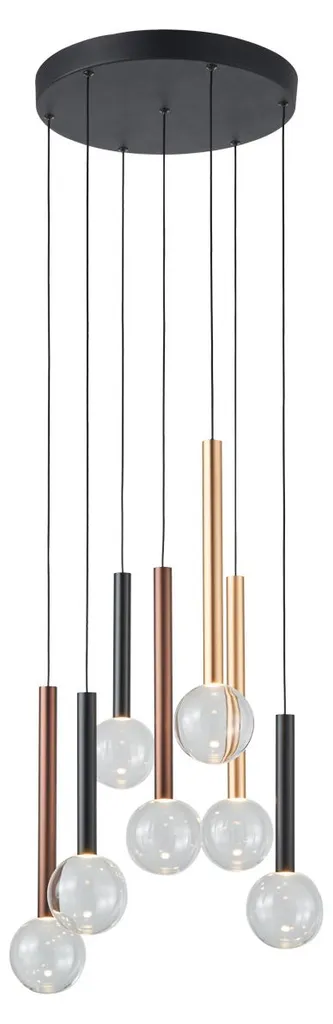 Suspension LED noire 7 lampes pour salle à manger et table de repas