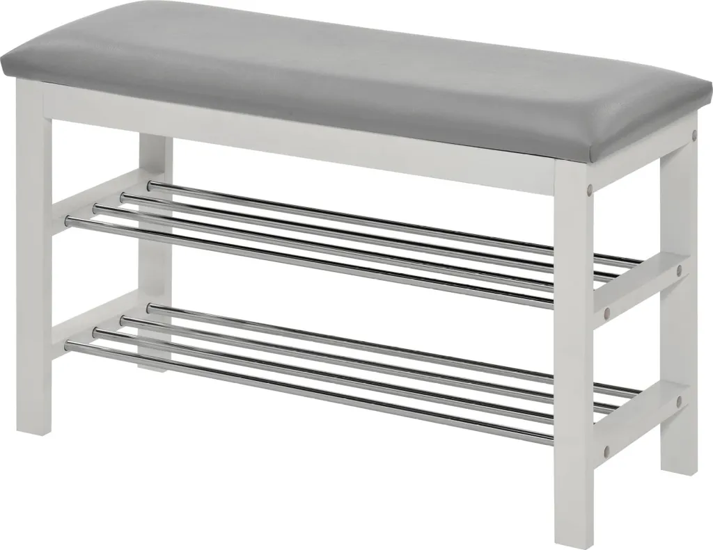 Casa Dolce MERLITA Banc à Chaussures 81x31x49 cm en Pin Gris et Blanc