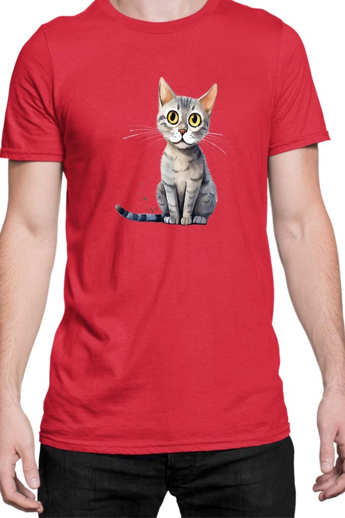 Herren T-Shirt Funny Cats Breeds Serrade Petit Cat, Man 3XL / Rot