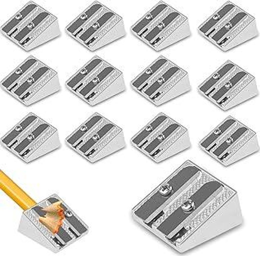 14 Stück Magnesium Pencil Sharpener Survival,Doppelloch Bleistiftspitzer aus Metall, Ø8/11mm Handheld Mini Aluminiumspitzer,Doppelloch Bleistifts...