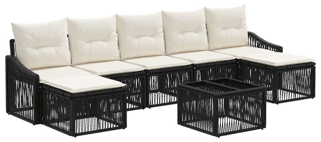 vidaXL Gartensofa-set 8 pcs Schwarz Poly-Rattan