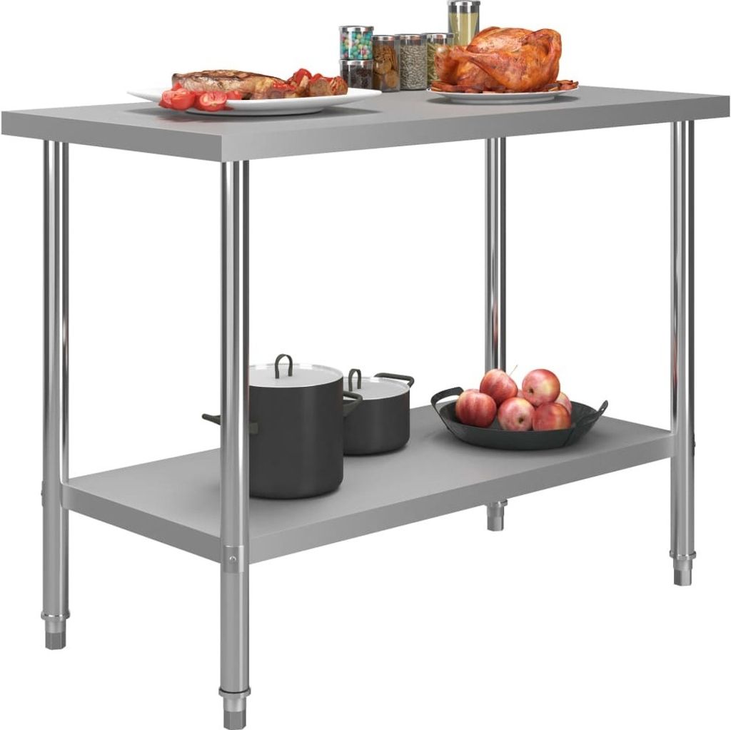 vidaXL Kuchynský pracovný stôl 120 x 60 x 85 cm Nerezová Obrázok produktu 