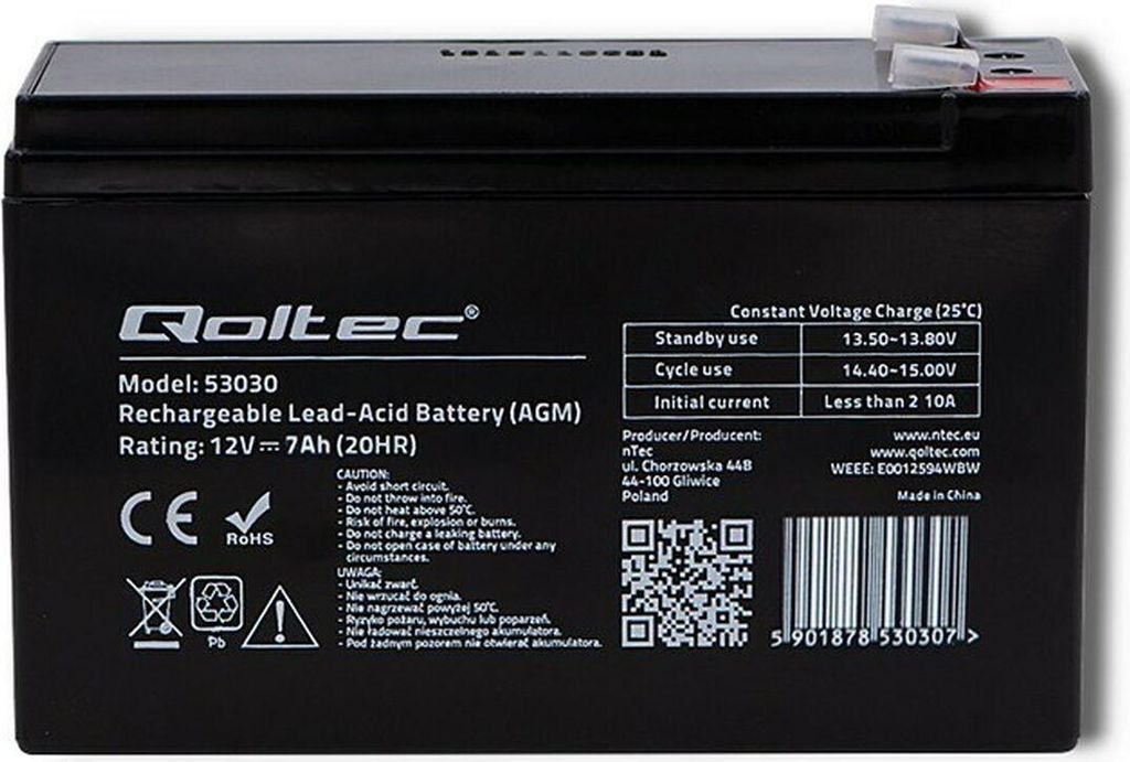 Qoltec 53031 AGM battery | 12V | 9Ah Image du produit 