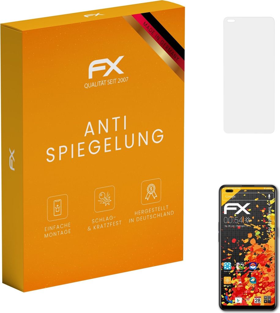 atFoliX FX-Antireflex 3x Schutzfolie kompatibel mit Oppo Reno 4 Displayfolie