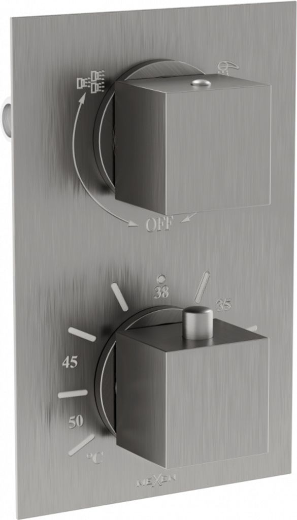 Mexen Cube Thermostat-Wannen-/Brausebatterie mit 2 Ausgängen, Graphit - 77502-66