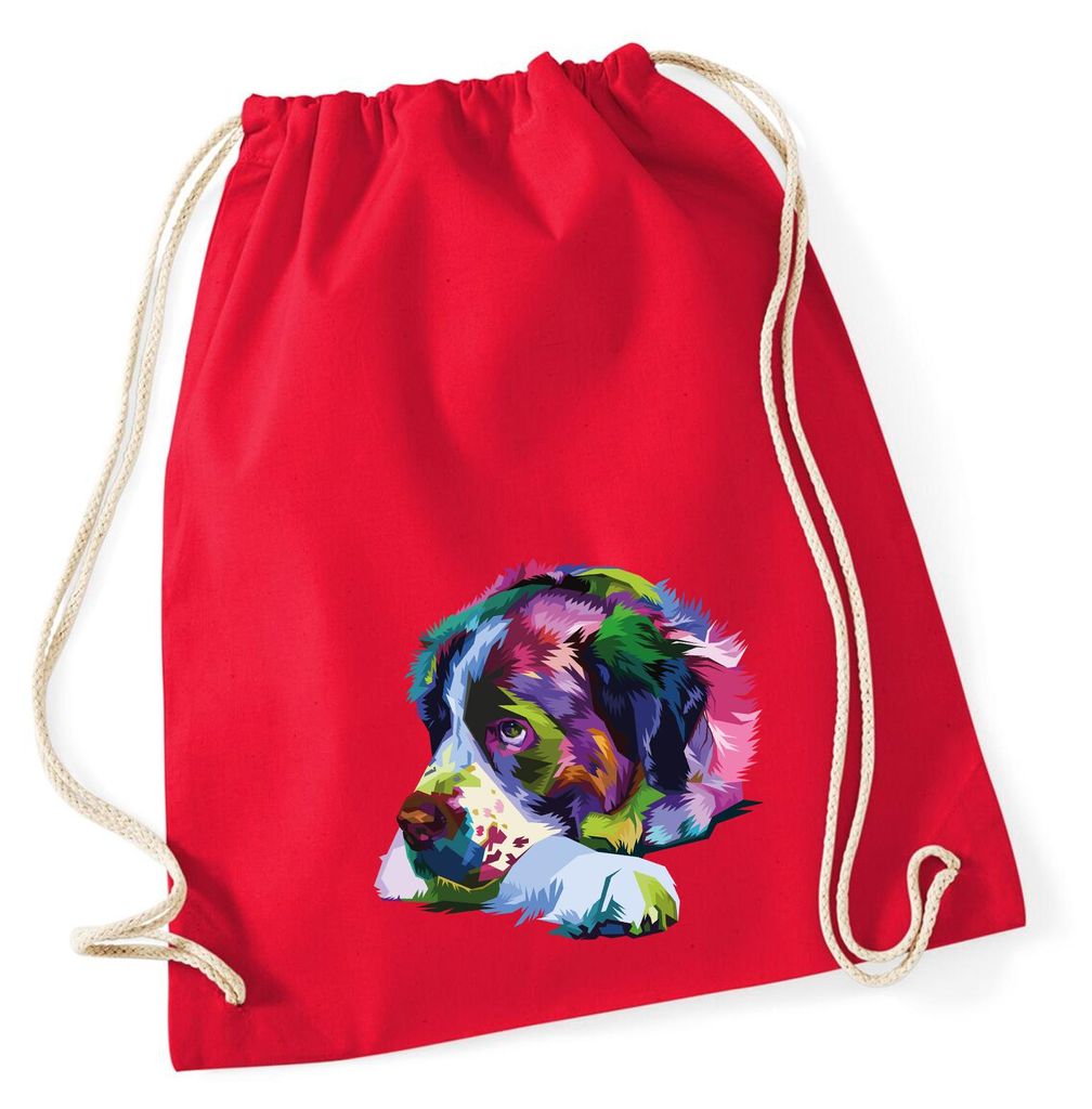 Huuraa Turnbeutel Bernhardiner Colorful 12 Liter Classic Red Baumwolle Rucksack Geschenkidee