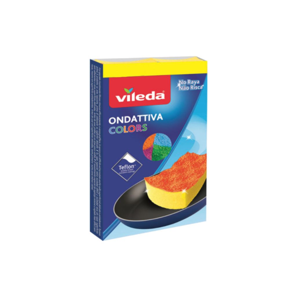 A product box for Vileda cleaning sponges.