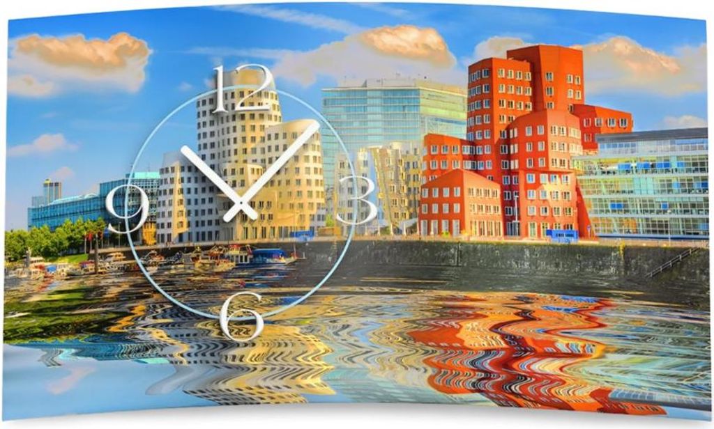 Digital Designer Art Düsseldorf Medienhafen Designer Wanduhr modernes Wanduhren Design leise kein ticken DIXTIME 3DS-0371