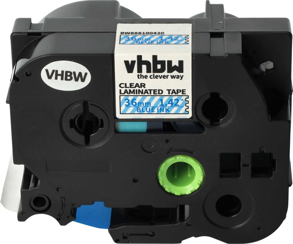 vhbw Schriftband-Kassette kompatibel mit Brother PT RL700S, P900W, P950NW, P950W, P900NW Etiketten-Drucker 8m x 36mm Blau auf Transparent, Laminiert