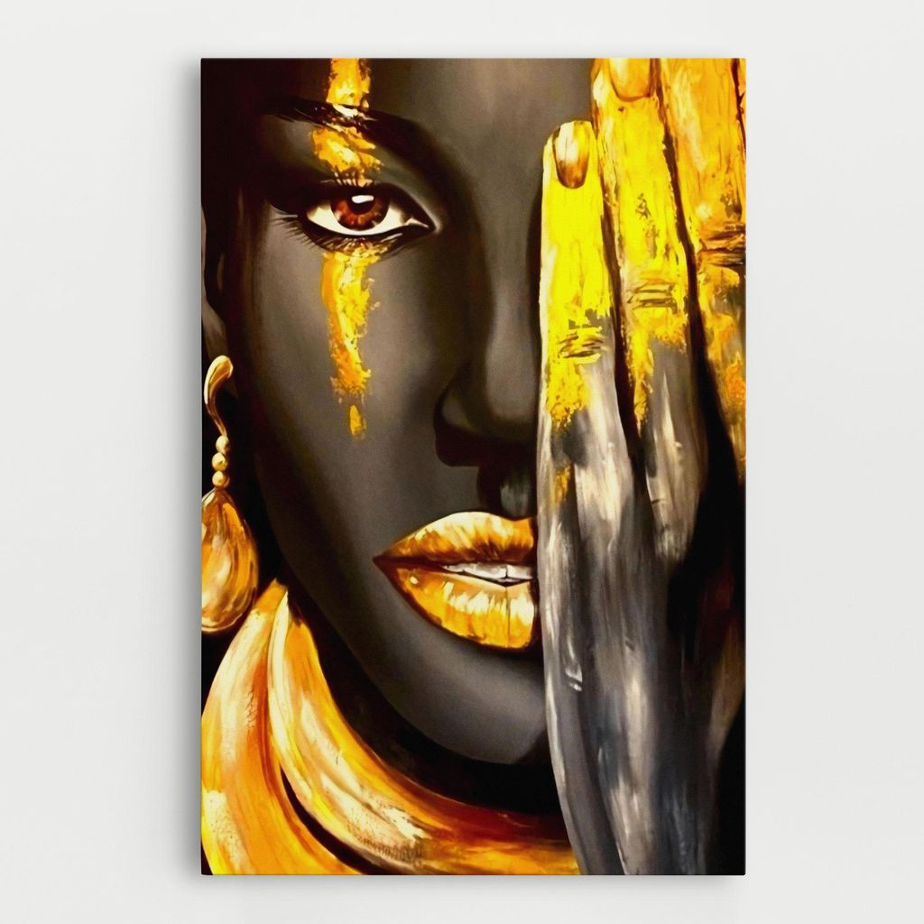 ARTHUB Leinwandbild 40x60 cm, Golden African Women | Wohnzimmerdekoration, Hängende Bilder, Wanddekoration, Heimdekoration, Frauen, Afrikanische...