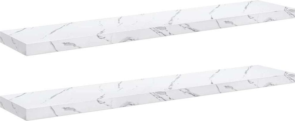 Wandregal 2 pcs Weiß Marmor 120 x 23,5 x 4 cm Holzwerkstoff