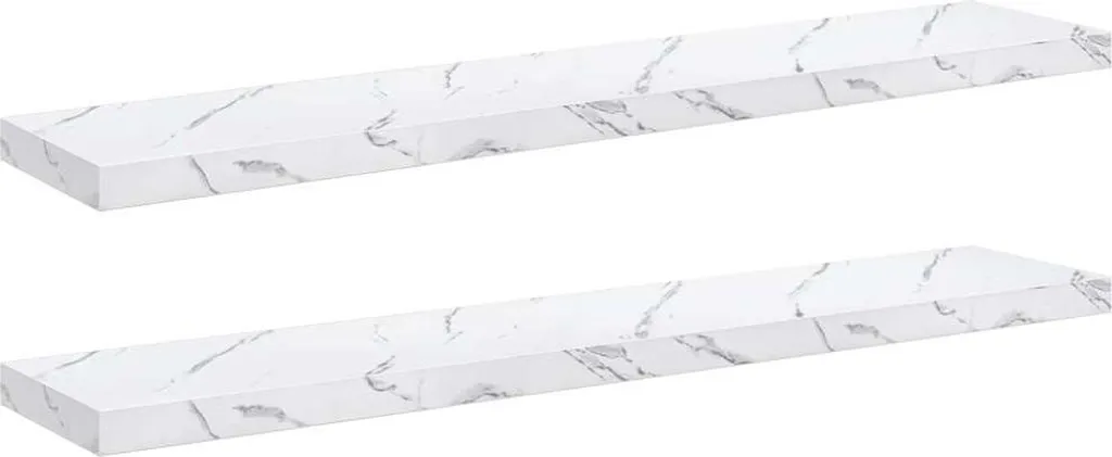 2 Mensole a Muro vidaXL Marmo Bianco 120x23,5cm - Montaggio Invisibile