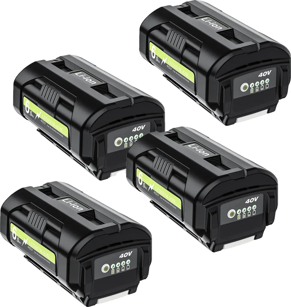 Batterie 40V Li-Ion 6000mAh pour Ryobi OP4050A OP4026 - Pack de 4 pièces