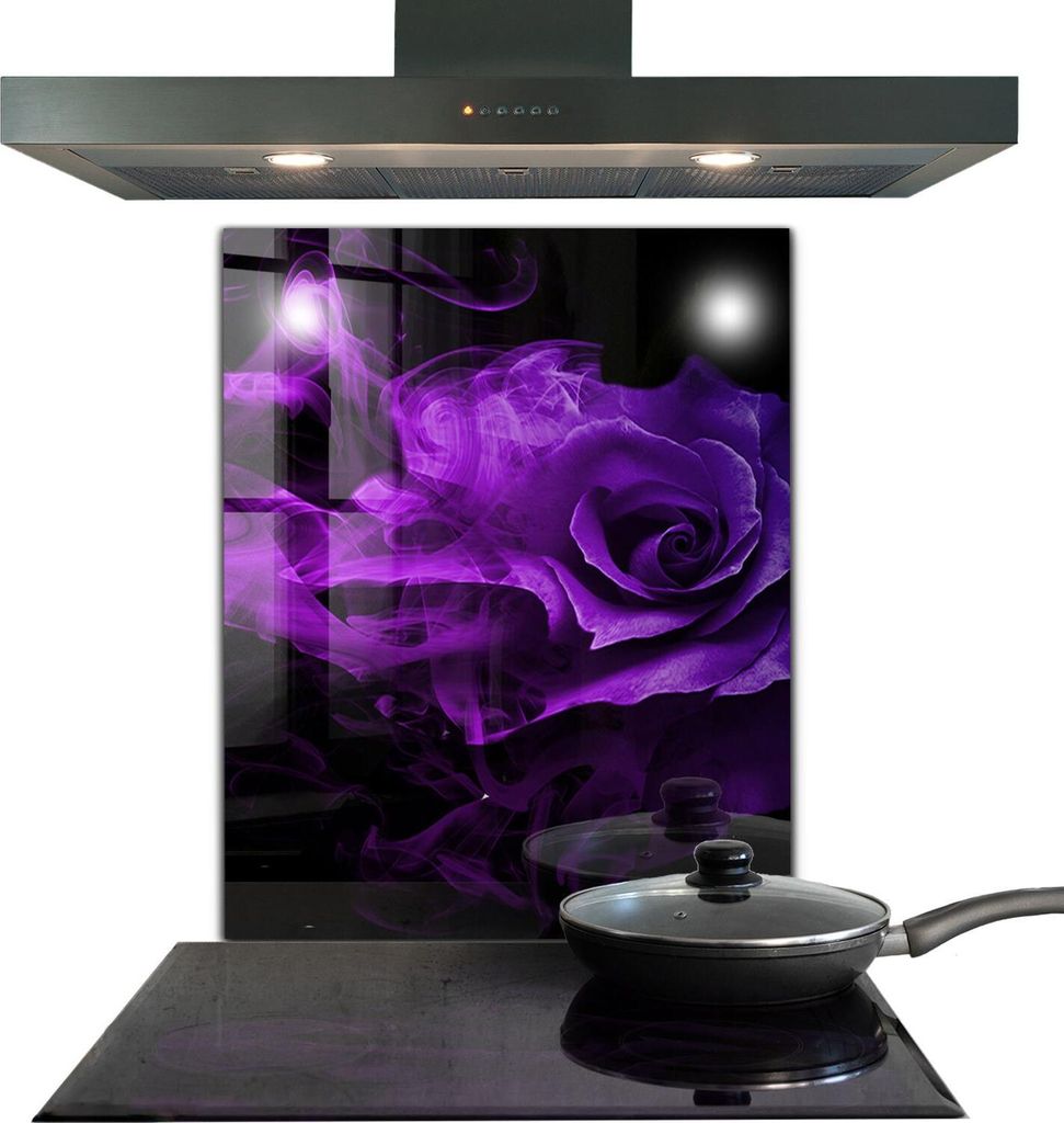 Spritzschutz aus Glas Küchenrückwand - Wandschutz für Herd und Spüle - 60x80 cm - Lila Rose Abstrakter Rauch