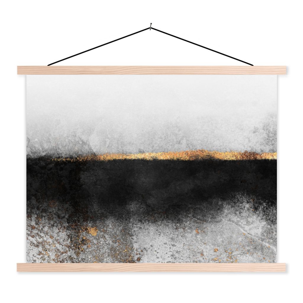 MuchoWow Textilposter Gold - Abstrakt - Luxus 120x90 cm mit holzfarbenen Rahmen - Magnetisch