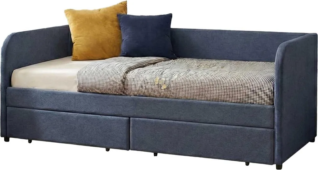 Lit Superposé Enfant 90x200 cm Spector Bleu avec Tiroirs Intégrés