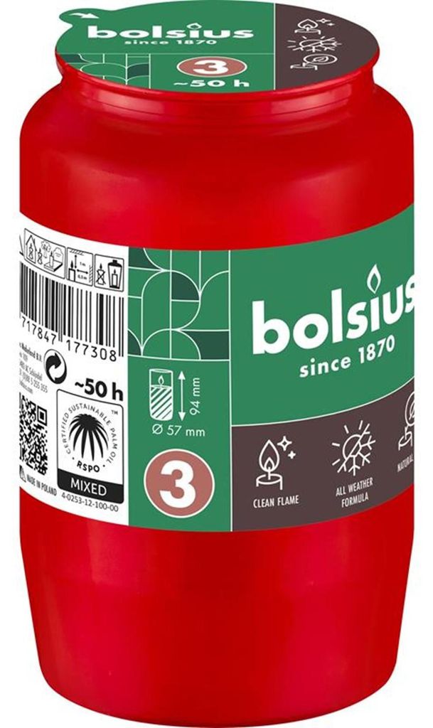 Bolsius Grablicht Compo Nr.3 rot Produktbild 