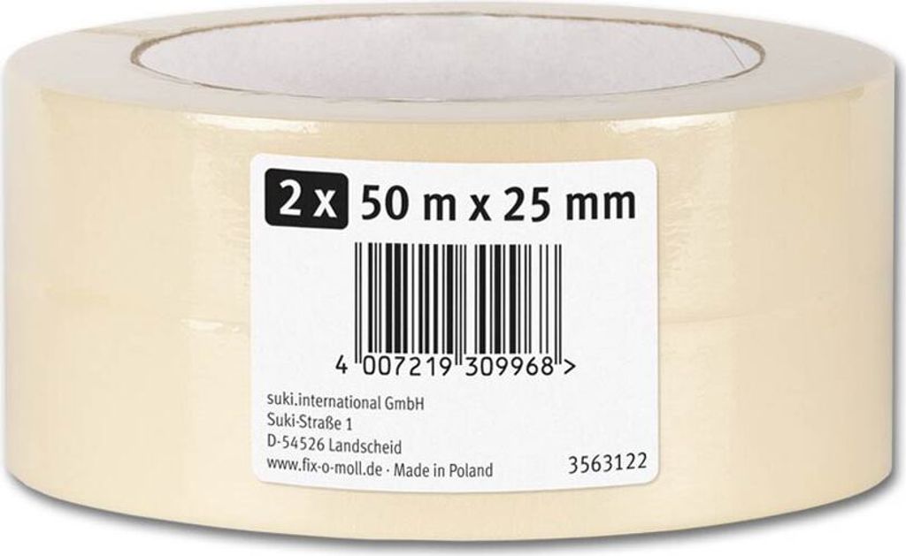 Kreppband Flachkrepp fix-o-moll 50m x 25mm 2er VE